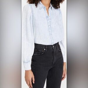 NWT Rails Angelica Puff Sleeve Button Down Shirt in Light Acid Wash